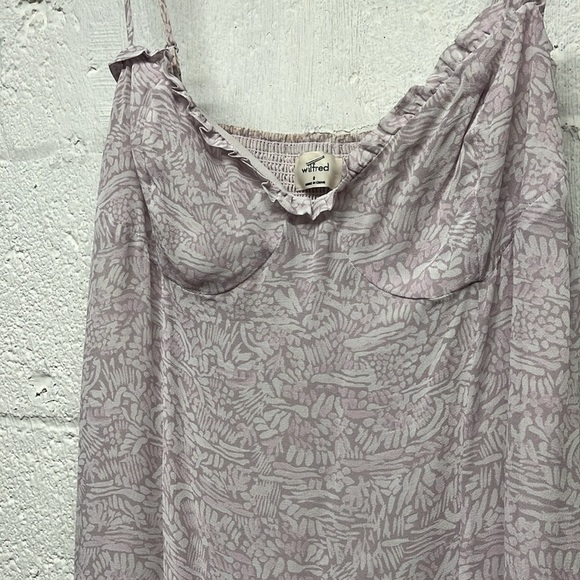 WILFRED Broadway Dress Ruffle Midi Lilac Purple Birch size 8 Aritzia - Picture 4 of 12